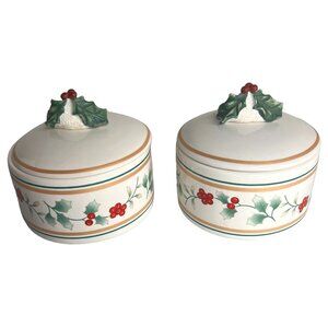 New Crazy Mountain Presents Pfaltzgraff Jar Candle Christmas Holiday Set Of 2